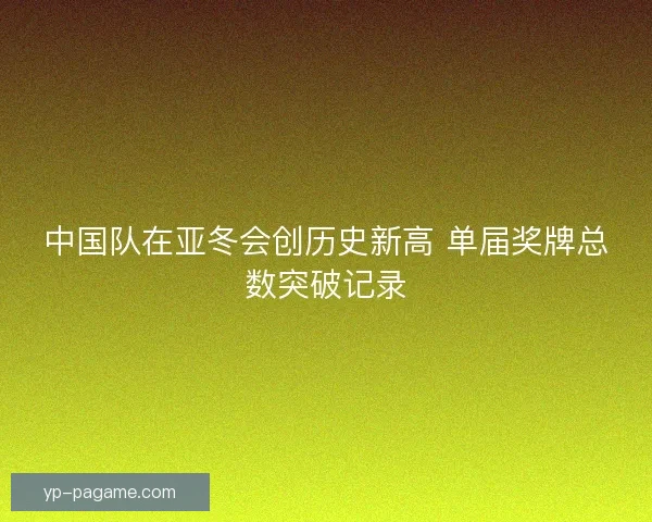 中国队在亚冬会创历史新高 单届奖牌总数突破记录