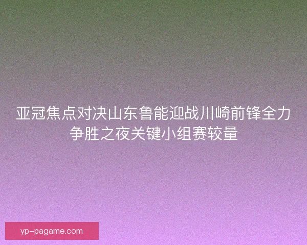 亚冠焦点对决山东鲁能迎战川崎前锋全力争胜之夜关键小组赛较量
